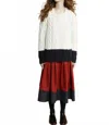 Thesalting Hand Knit Cable Sweater In Ivory And Heather Charcoal In White