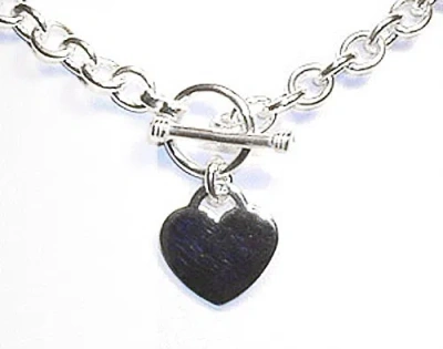 Pre-owned Thesilvernet Heart Charm Toggle Link Silver 18" Necklace + 7.5 " Bracelet Set (69 Grams)