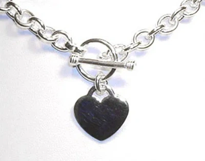 Pre-owned Thesilvernet Heart Charm Toggle Link Silver Necklace (18") + Bracelet Set (70 Grams) In Misty Rose