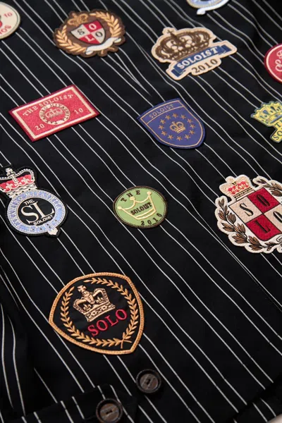 Thesoloist. Thesoloist Zip Up Brit Jacket (crown Emblems) Black
