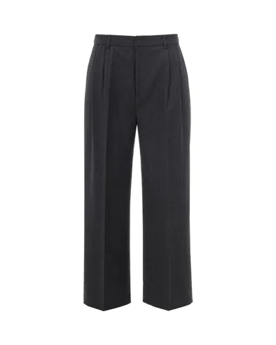 Thestroy Dark Grey Inno Double Pleat Stretch Twill Pants In Black