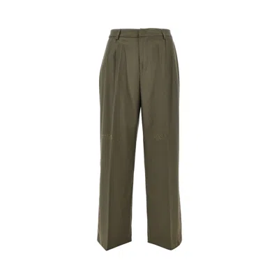 Thestroy Distressed Twill Pants With Darts In Green