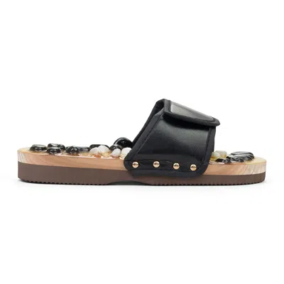 The/studio Black Massage Sandals In Multi