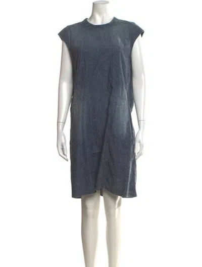 Pre-owned Theyskens' Theory Crew Neck Knee-length Dress W/ Tags In Blue