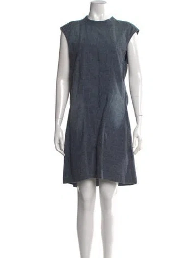 Pre-owned Theyskens' Theory Crew Neck Knee-length Dress W/ Tags In Blue