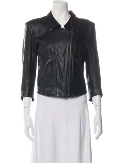 Pre-owned Theyskens' Theory Lamb Leather Biker Jacket In Black