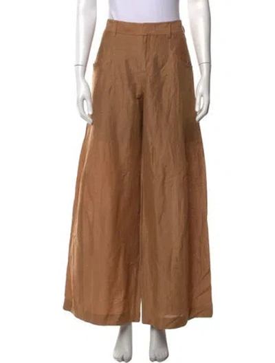 Pre-owned Theyskens' Theory Linen Wide Leg Pants In Brown