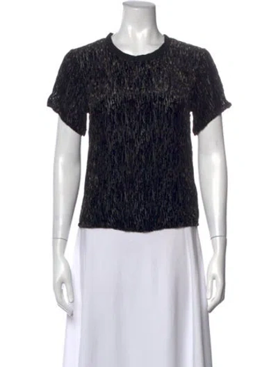 Pre-owned Theyskens' Theory Patterned Crew Neck Top In Black