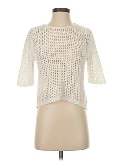 Pre-owned Theyskens' Theory Short Sleeve Top Ivory Mock Neckline Tops