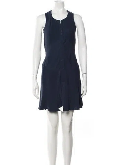 Pre-owned Theyskens' Theory Silk Mini Dress In Blue