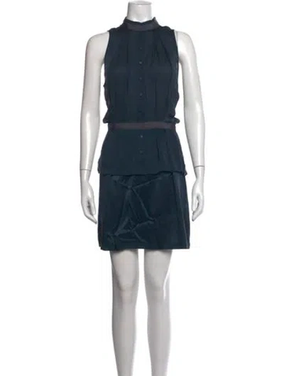 Pre-owned Theyskens' Theory Silk Mini Dress In Blue