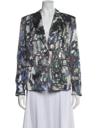 Pre-owned Theyskens' Theory Silk Patterned Blazer W/ Tags In Grey
