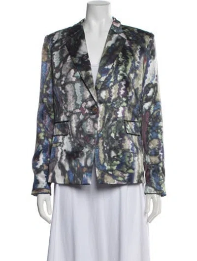 Pre-owned Theyskens' Theory Silk Patterned Blazer W/ Tags In Grey