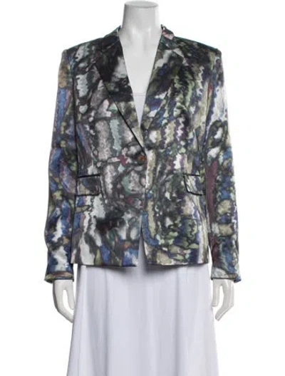 Pre-owned Theyskens' Theory Silk Printed Blazer W/ Tags In Grey