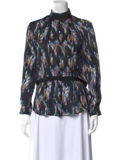 Pre-owned Theyskens' Theory Silk Printed Blouse In Blue