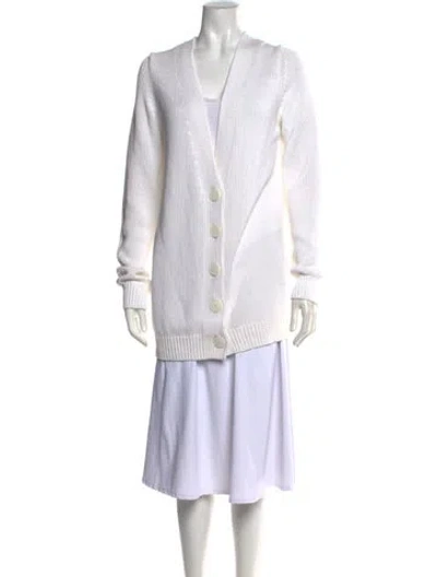 Pre-owned Theyskens' Theory V-neck Sweater In White