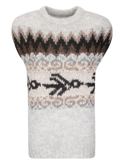 Thibault Van Der Straete Round Neck Sleeveless Fairisle Bird Sweater In Multi