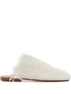 Thibault Van Der Straete Frayed Alpaca-leather Flat Mules In White