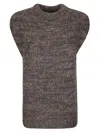Thibault Van Der Straete Mix Color Sleeveless Sweater In Gray