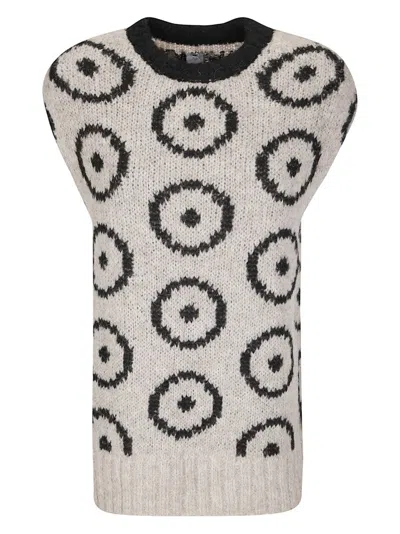 THIBAULT VAN DER STRAETE ROUND NECK SLEEVELESS CIRCLES JACQUARD SWEATER