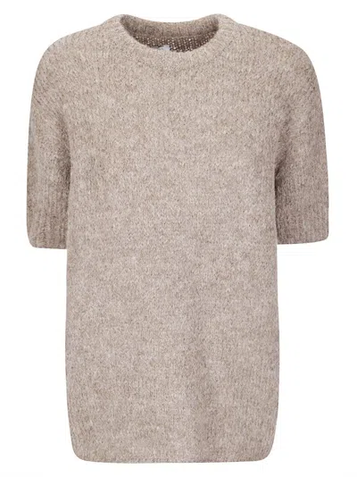 THIBAULT VAN DER STRAETE ROUND NECK SWEATER WITH RIB SHORT SLEEVES