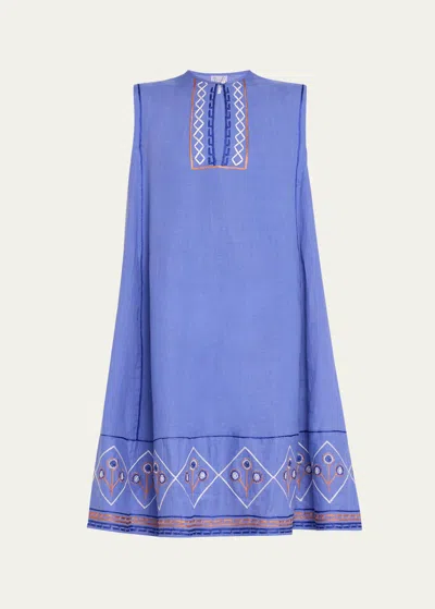 Thierry Colson Apolonia Embroidered Cotton Midi Dress In Lavander