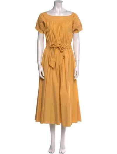 Pre-owned Thierry Colson Bateau Neckline Long Dress In Yellow