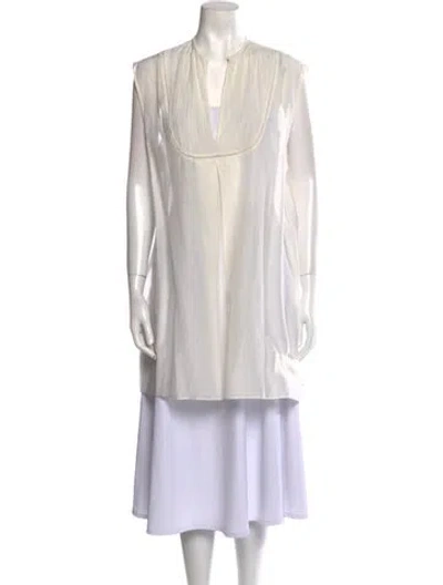 Pre-owned Thierry Colson Cowl Neck Sleeveless Tunic In Neutral