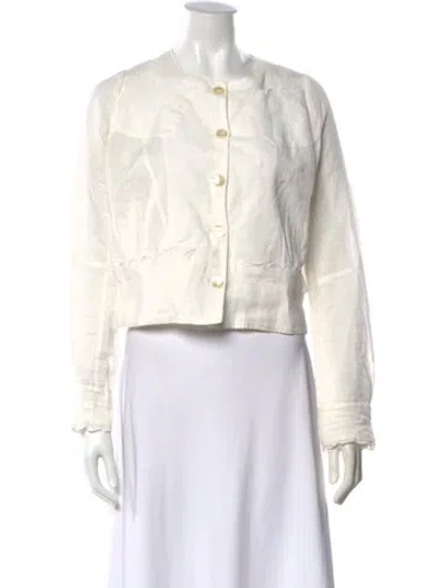 Pre-owned Thierry Colson Crew Neck Long Sleeve Blouse In White