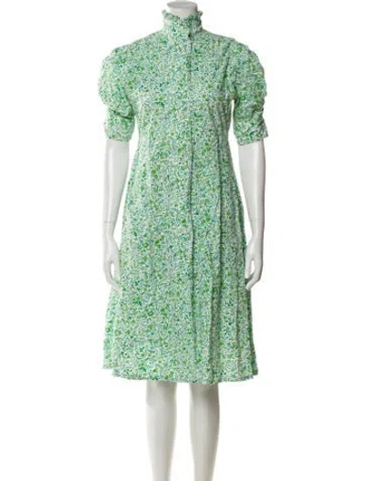 Pre-owned Thierry Colson Floral Print Knee-length Dress In Green