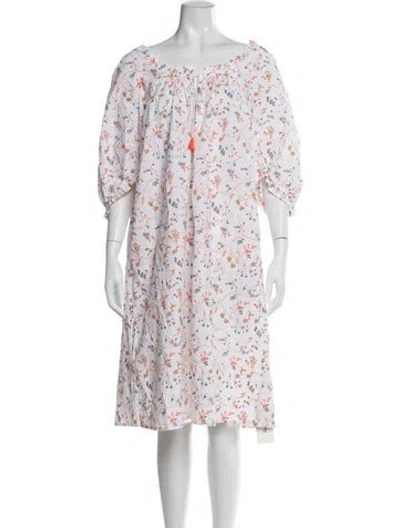 Pre-owned Thierry Colson Floral Print Knee-length Dress W/ Tags In White