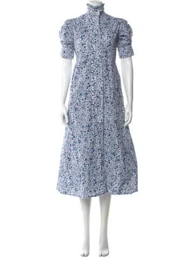 Pre-owned Thierry Colson Floral Print Long Dress In Blue