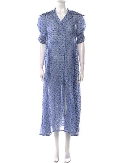 Pre-owned Thierry Colson Floral Print Long Dress In Blue