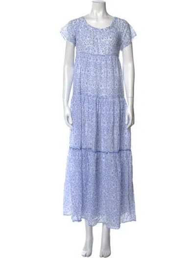 Pre-owned Thierry Colson Floral Print Long Dress In Blue