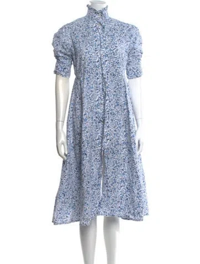 Pre-owned Thierry Colson Floral Print Long Dress In Blue