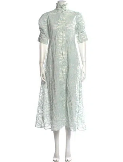 Pre-owned Thierry Colson Floral Print Long Dress In Green