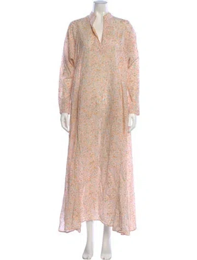 Pre-owned Thierry Colson Floral Print Long Dress In Neutral