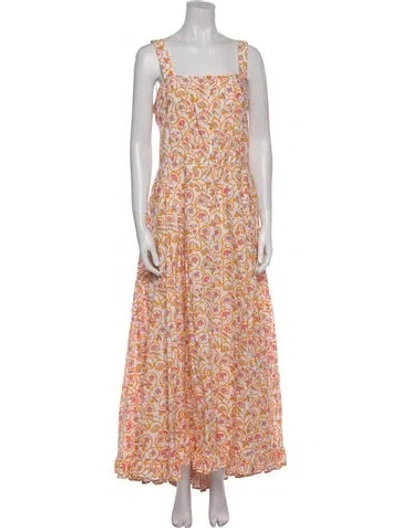 Pre-owned Thierry Colson Floral Print Long Dress In Orange