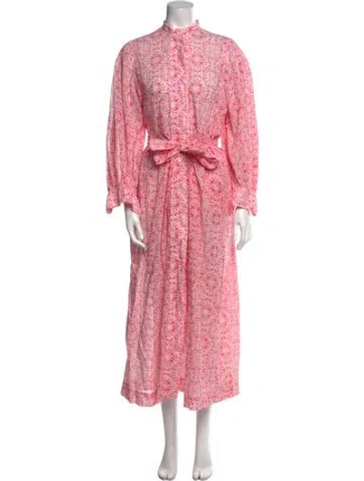 Pre-owned Thierry Colson Floral Print Long Dress In Pink