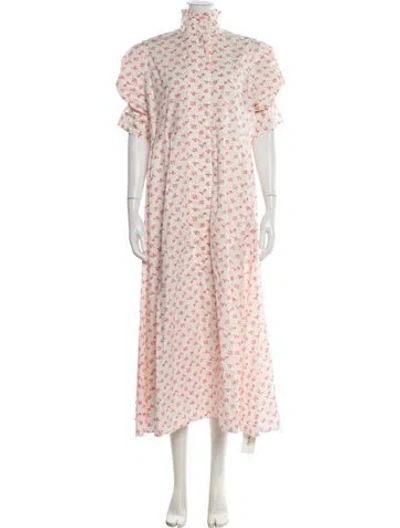 Pre-owned Thierry Colson Floral Print Long Dress In Pink