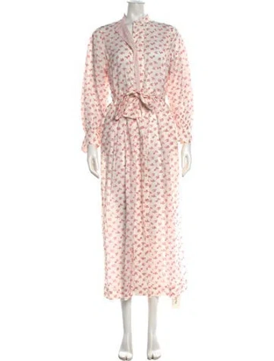 Pre-owned Thierry Colson Floral Print Long Dress In Pink