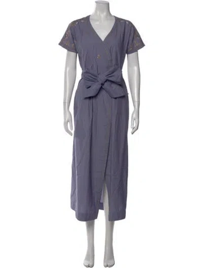Pre-owned Thierry Colson Floral Print Long Dress In Purple