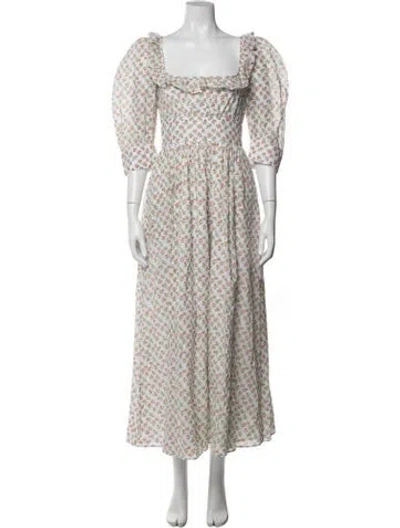 Pre-owned Thierry Colson Floral Print Long Dress W/ Tags In Multi