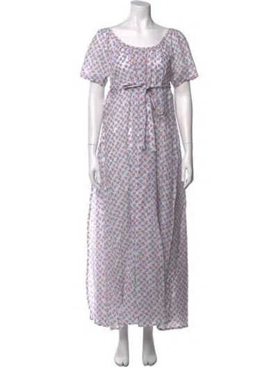 Pre-owned Thierry Colson Floral Print Long Dress W/ Tags In Neutral