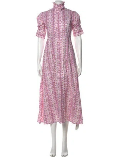 Pre-owned Thierry Colson Floral Print Long Dress W/ Tags In Pink