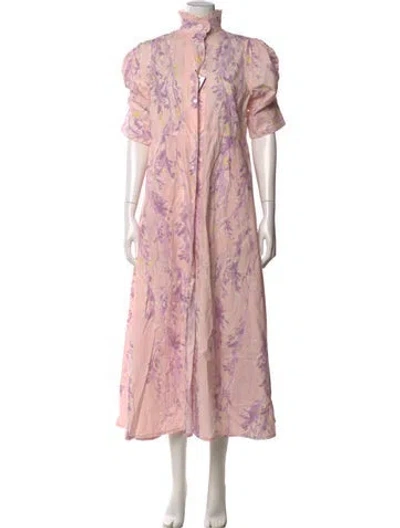 Pre-owned Thierry Colson Floral Print Long Dress W/ Tags In Pink