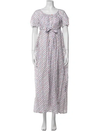 Pre-owned Thierry Colson Floral Print Long Dress W/ Tags In Purple
