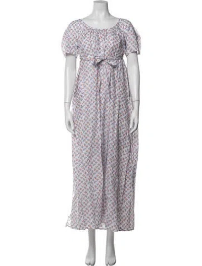 Pre-owned Thierry Colson Floral Print Long Dress W/ Tags In Purple