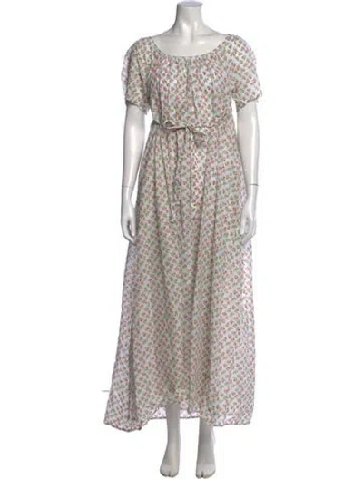 Pre-owned Thierry Colson Floral Print Long Dress W/ Tags In White