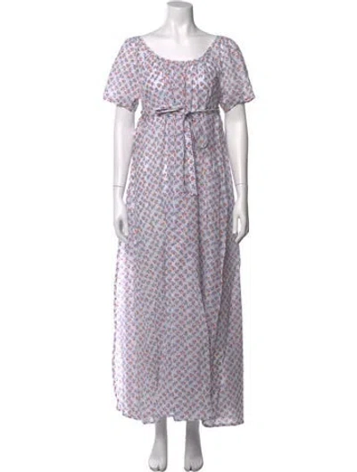 Pre-owned Thierry Colson Floral Print Long Dress W/ Tags In White